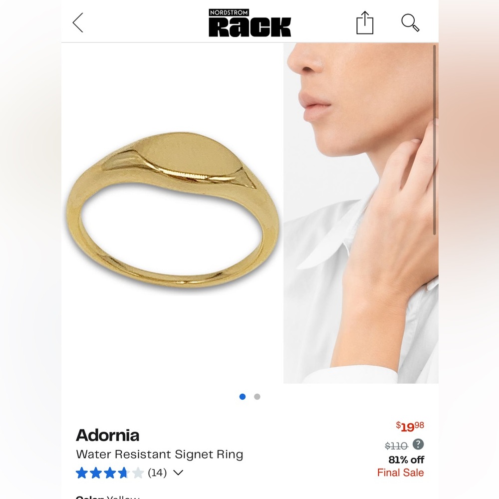 Adornia gold signet ring